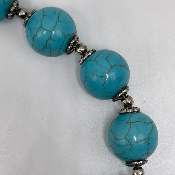 Handmade Genuine Turquoise Beaded necklace Sterling Silver Midwest Amber - Picture 2 of 9
